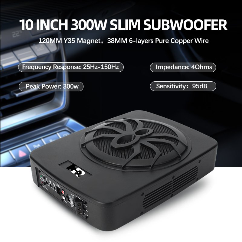 Car Audio Amplifier Subwoofer 10" 400 Watt Under-Seat Slim Subwoofer Amplifier Car Subwoofer With Installation Wire