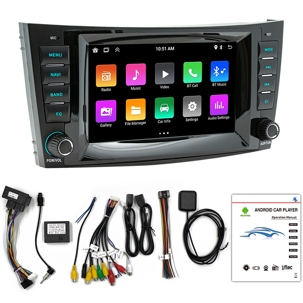 BQCC 7" Quad Octa Core Android 13 Car Radio Carplay WIFI GPS BT Car Stereo for Mercedes Benz E-class W211 E200 E220 E300 E350