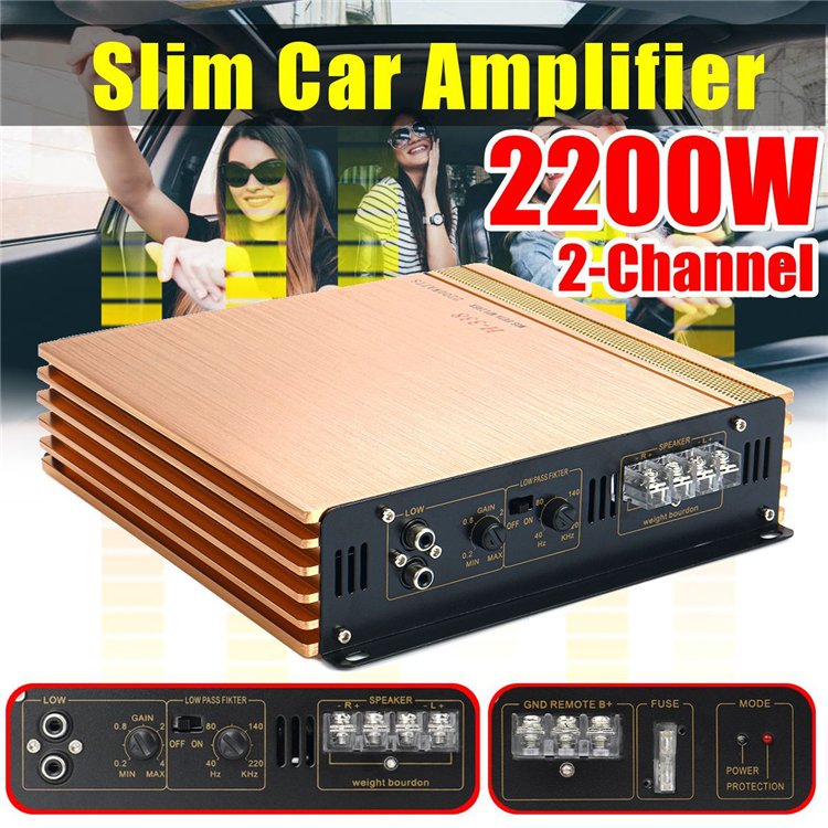 Car Amplifier 2 Channel Power Acustic Car Audio Amplifier 12V Class AB High Power 2-way (H-338)