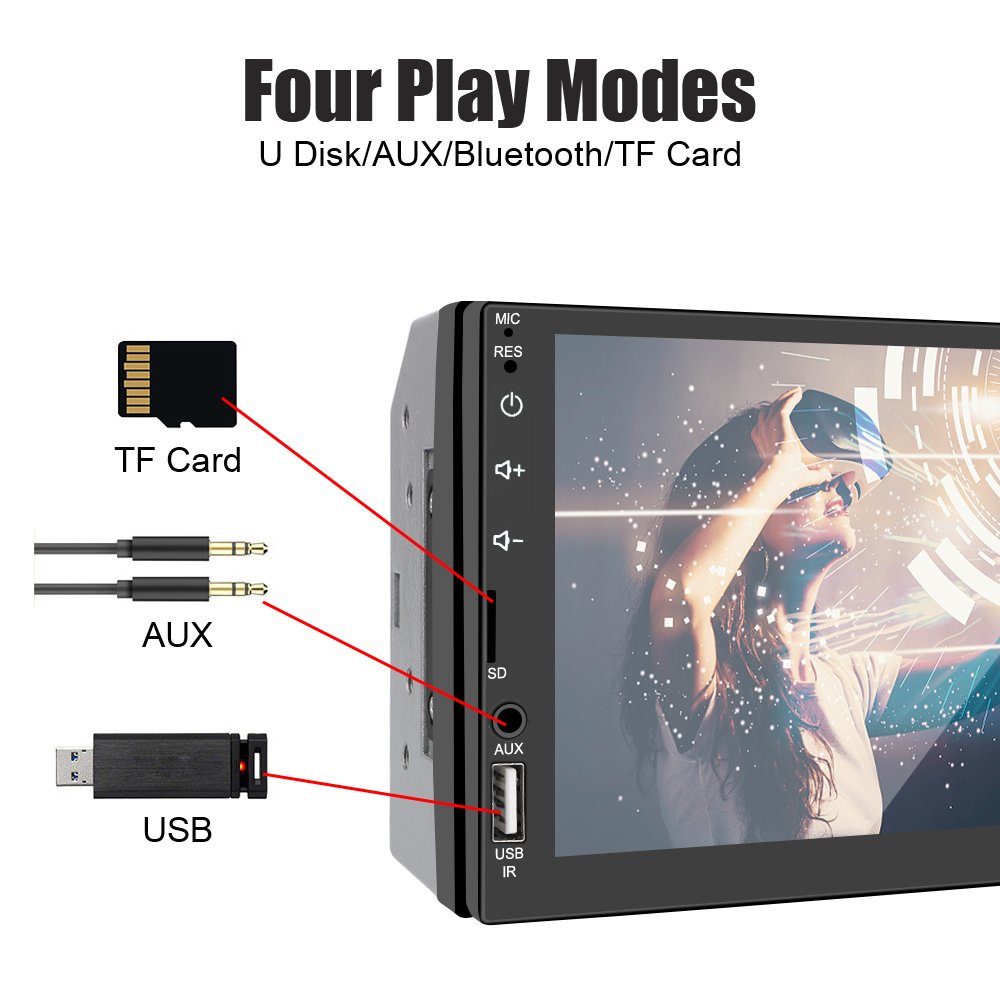 12V Car MP5 Player CarPlay Audio Screen Display Android Car Radio 7 Inch 2Din Stereo FM Transmitter Rear View Monitor Autoradio