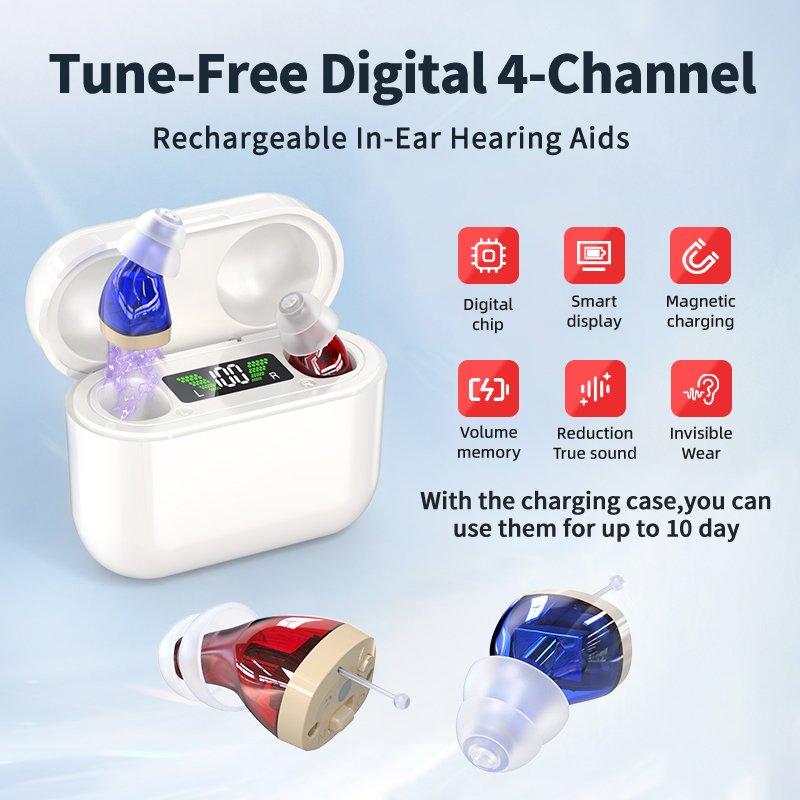 New Arrival CIC Hearing Aid Device For Seniors Rechargeable Wireless Hearing Aid Cheap Amplifier OTC hearing aids