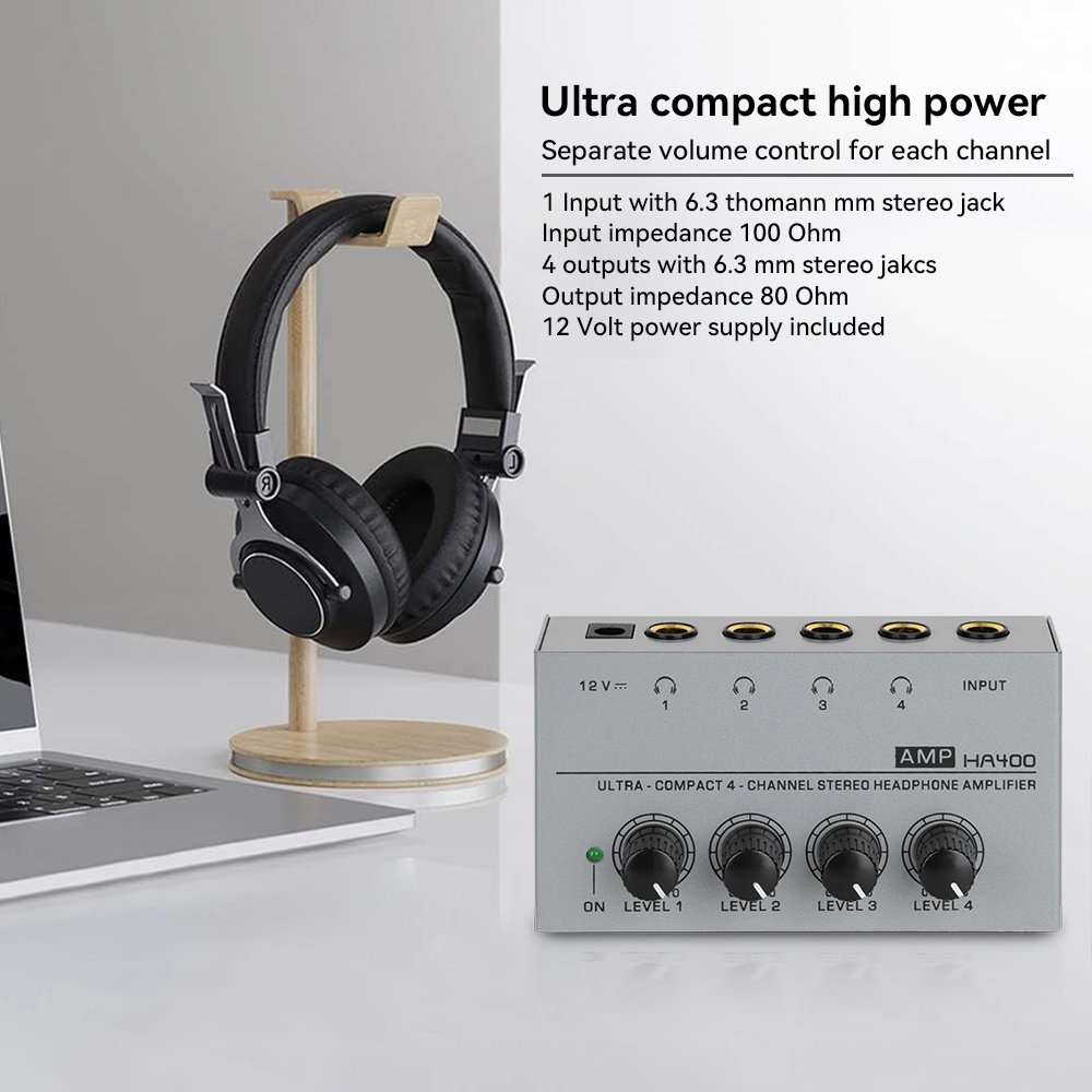 Professional Audio Mini Amplifier Recording Studio Headset Monitoring 4 Channel Headphone Amplifier
