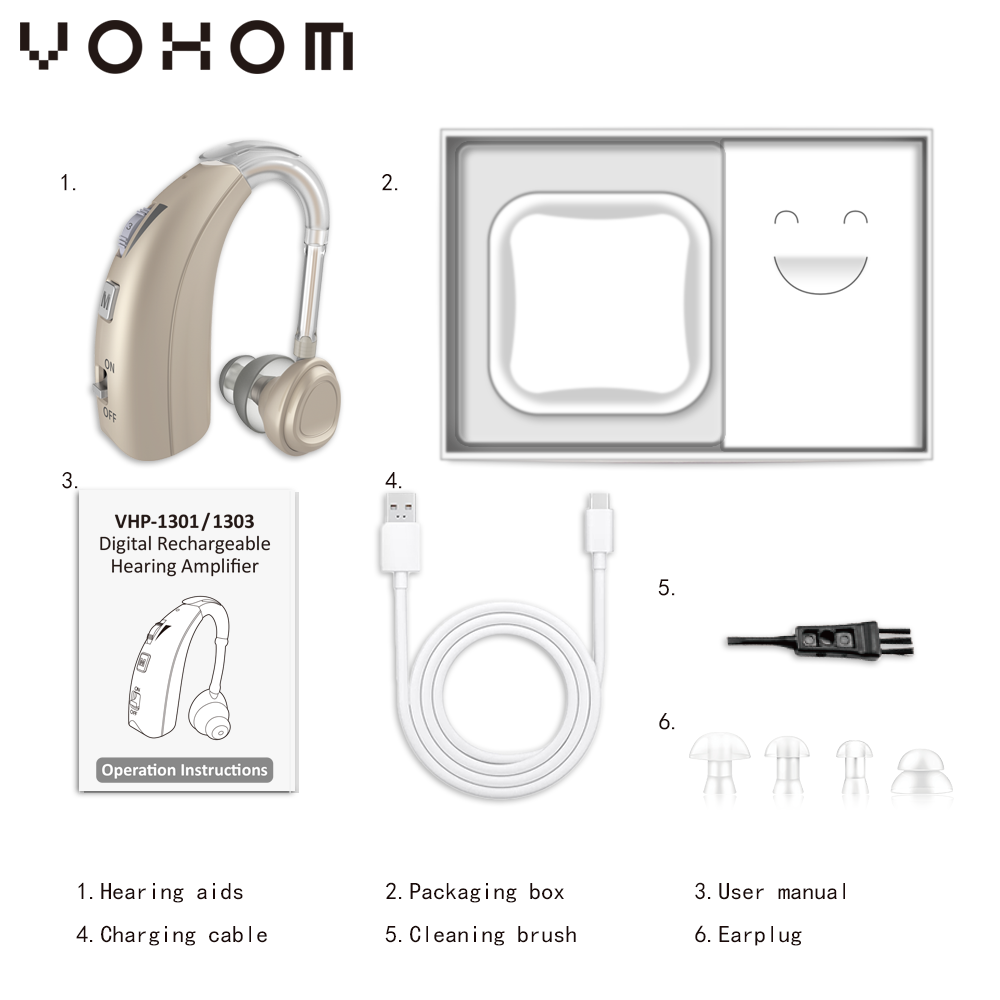 VHP-1303 Digital Sound amplifier For people with moderate to mild hearing rechargeable hearing aid