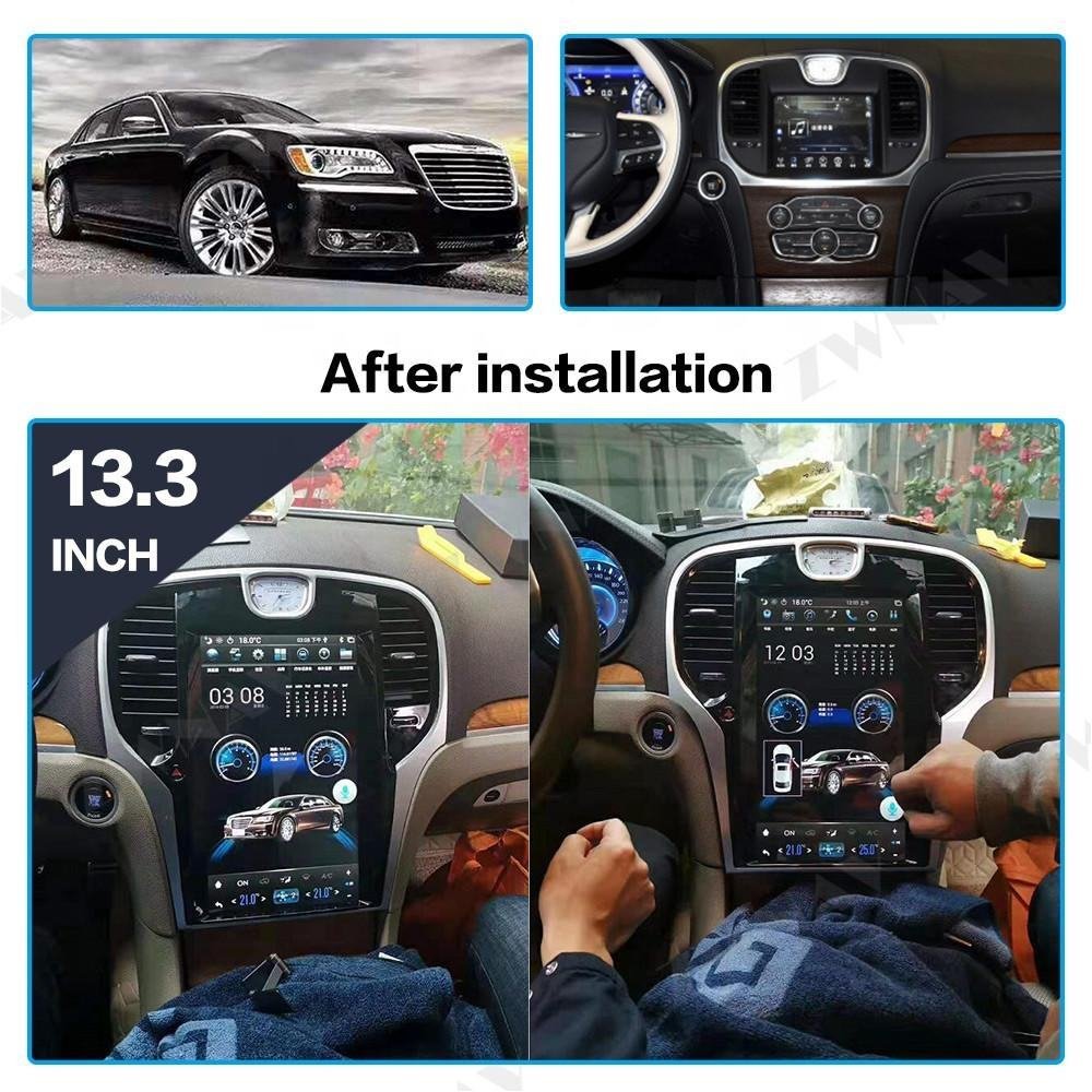 13.6 Inch Car Android Radio Vertical Tesla Style Touch Screen for Chrysler 300 300c 2013 - 2023 Auto Dashboard Accessories