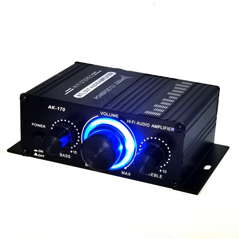 Ak170 2-Channel HiFi Car Audio Amplifier with 20W+20W Subwoofer Class AB Aluminium Material Features Crossovers Equalizers