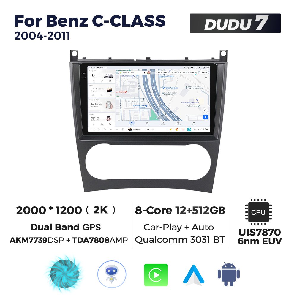 MEKEDE Android Car Dvd Car Stereo Auto Radio DUDU 2K Touch Screen 12+512GB 7870 System for BENZC-CLASS 2004-2011