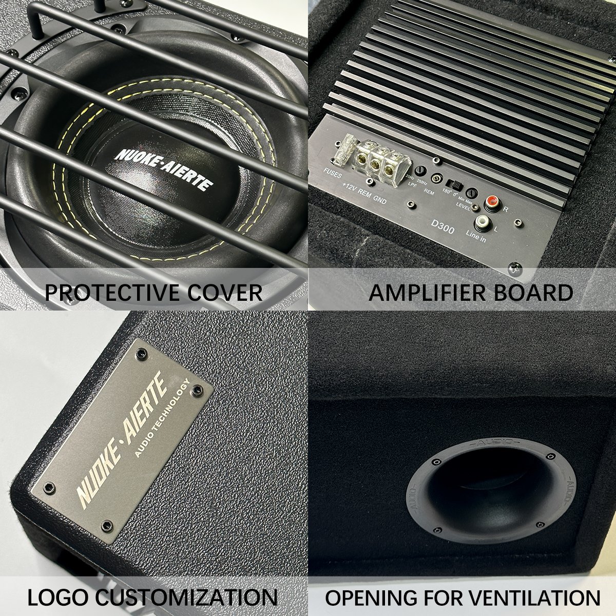 Car Bass Speaker 8/10 Inch Subwoofer Box Strong Bass Built-in Active Subwoofer Box