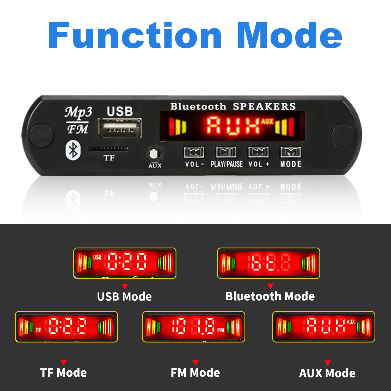 2*25W 50W Amplifier Compatible Bluetooth MP3 Decoder Audio Board 12V USB Power Supply TF FM Radio MP3 Player Car Voice Recorder