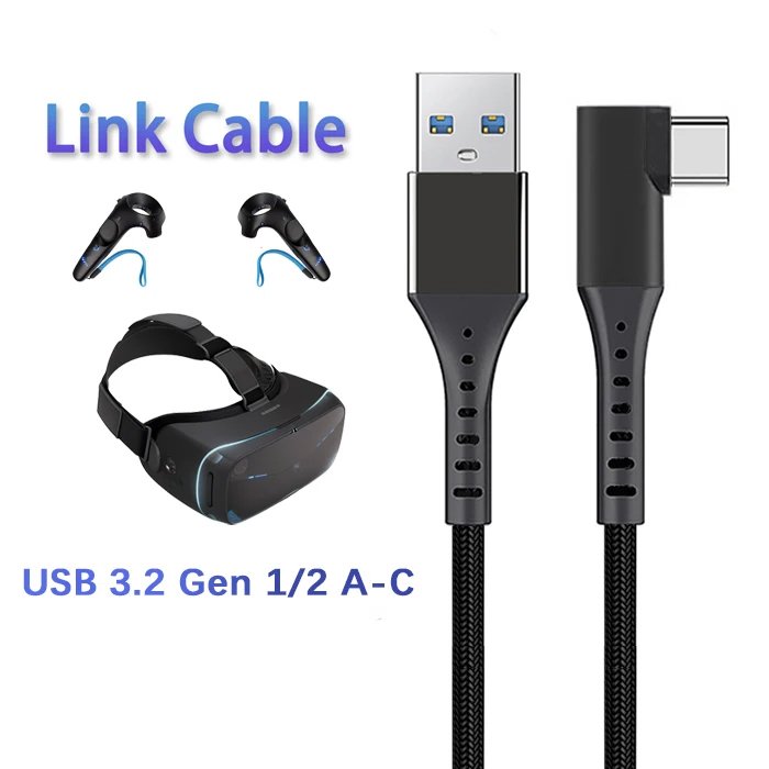 Factory Wholesale 5Gbps 90degree USB A to Type C Cable 5M 10M Custom Vr Cable Fast Charging Data Cord