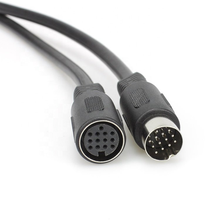 Custom 13-Pin Cord, Male to Female Din Data Lead Cable DIN 13 Pin Amplifier Extension Cable for Car Camera System