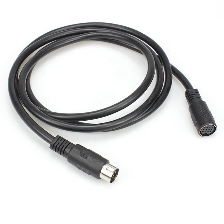 Custom 13-Pin Cord, Male to Female Din Data Lead Cable DIN 13 Pin Amplifier Extension Cable for Car Camera System