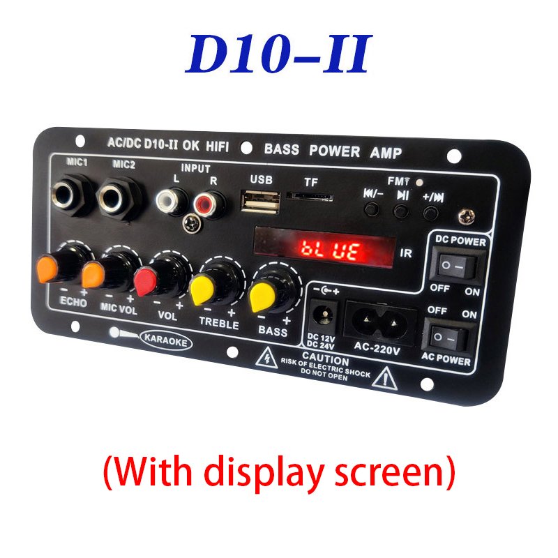 D10-II Digital Amplifier Board Blue. Tooth 5.0 with Bass Speaker Power Amplifier Board AUX TF Card