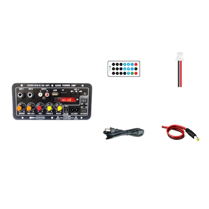 D10-II Digital Amplifier Board Blue. Tooth 5.0 with Bass Speaker Power Amplifier Board AUX TF Card