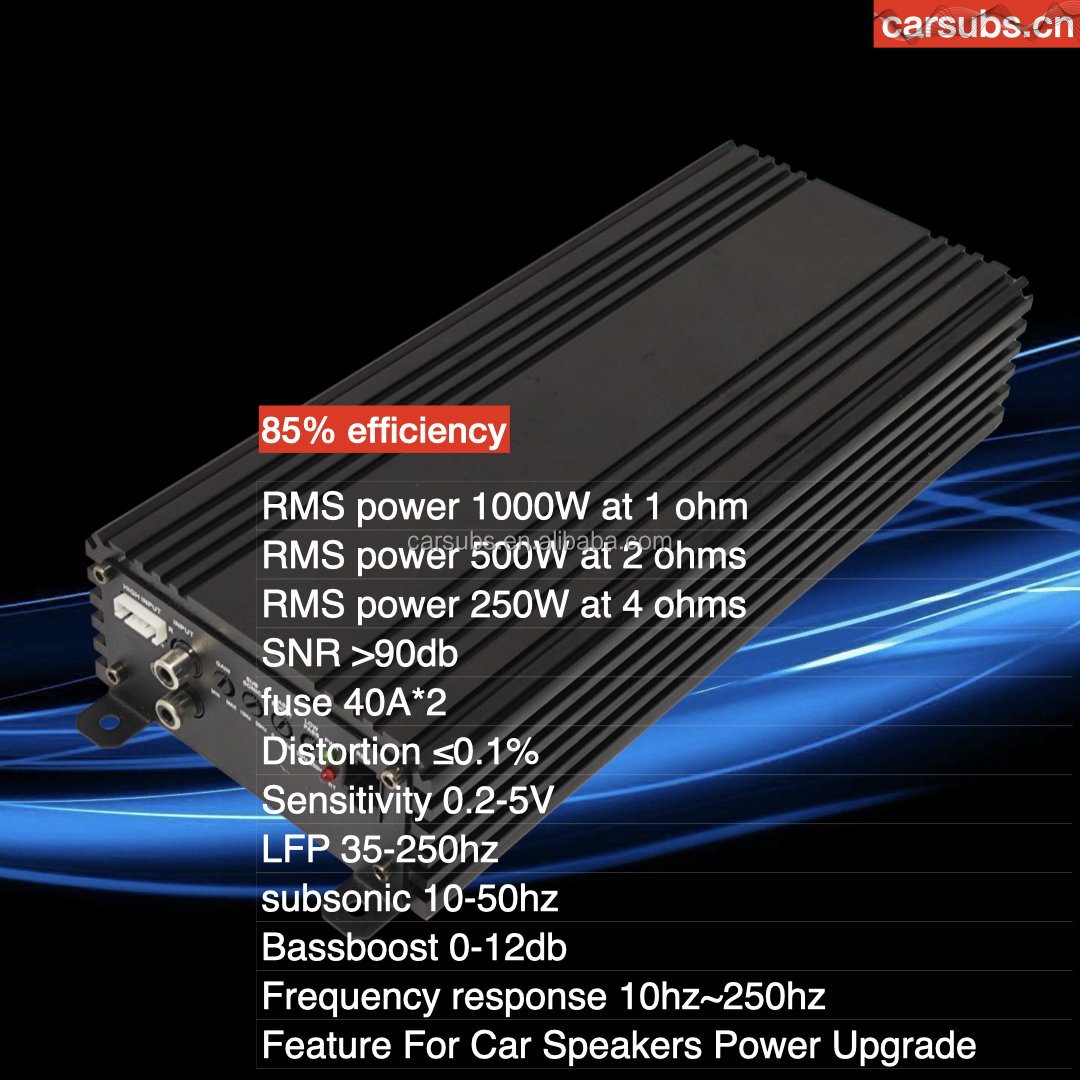 Car Stereo Amplifier Mono RMS 1000W 1D Strong Bass SPL Subwoofer Amplifier Peak 2000W Max 1ohm Class D Car Amplifier Monoblock