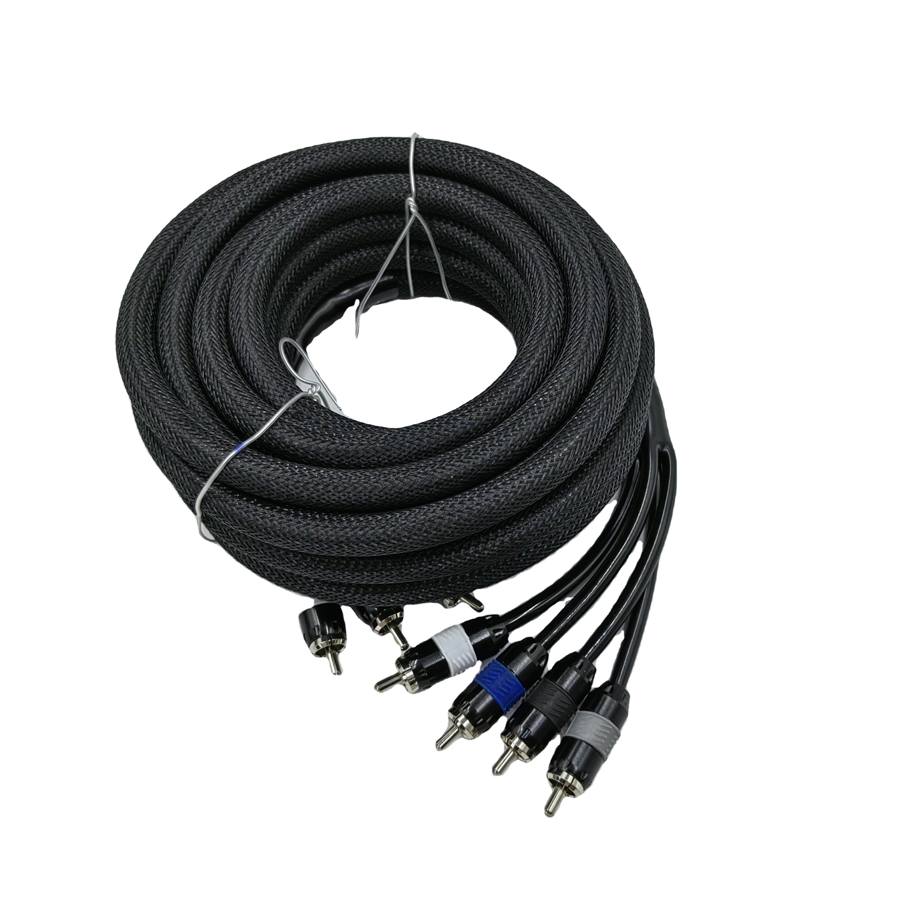 High Quality Dc 17 Feet 2 4 Channel Twisted Pair Male to Male Plug RCA Cable Stereo Audio Car Cables