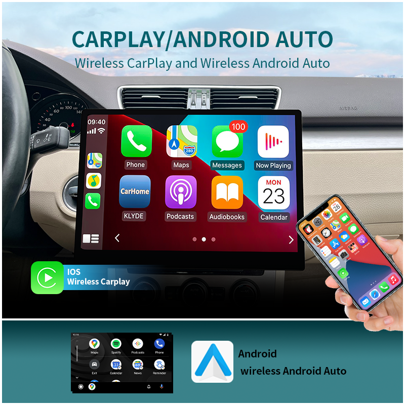 KLYDE 10.1" Touch Screen Car Media System With Licence CarPlay Android Auto Music AM FM Radio Backup Camera