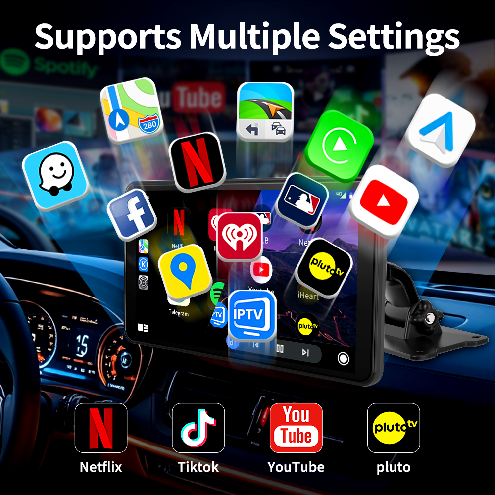 7 Inch Android 13 Rearview Mirror Video Recording Car DVR Wireless CarPlay & Android Auto With GPS Bluetooth WiFi Dash Camera