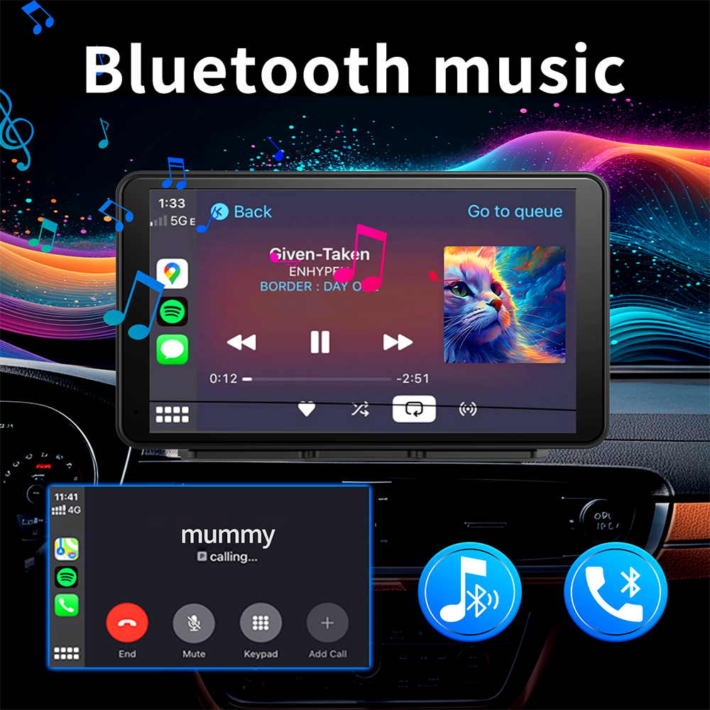 7 Inch Android 13 Rearview Mirror Video Recording Car DVR Wireless CarPlay & Android Auto With GPS Bluetooth WiFi Dash Camera