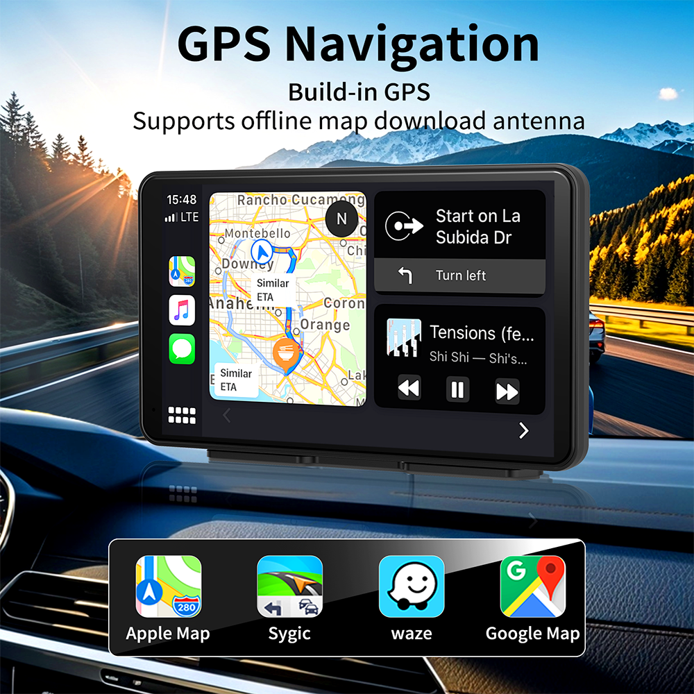7 Inch Android 13 Rearview Mirror Video Recording Car DVR Wireless CarPlay & Android Auto With GPS Bluetooth WiFi Dash Camera