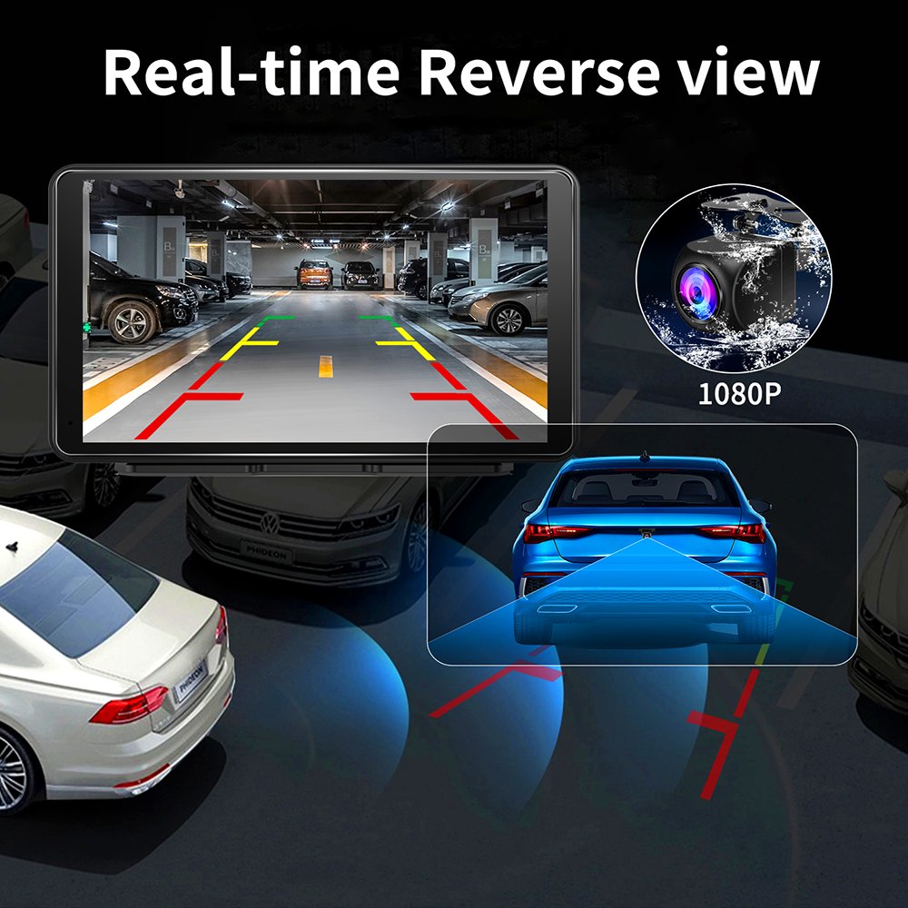 7 Inch Android 13 Rearview Mirror Video Recording Car DVR Wireless CarPlay & Android Auto With GPS Bluetooth WiFi Dash Camera