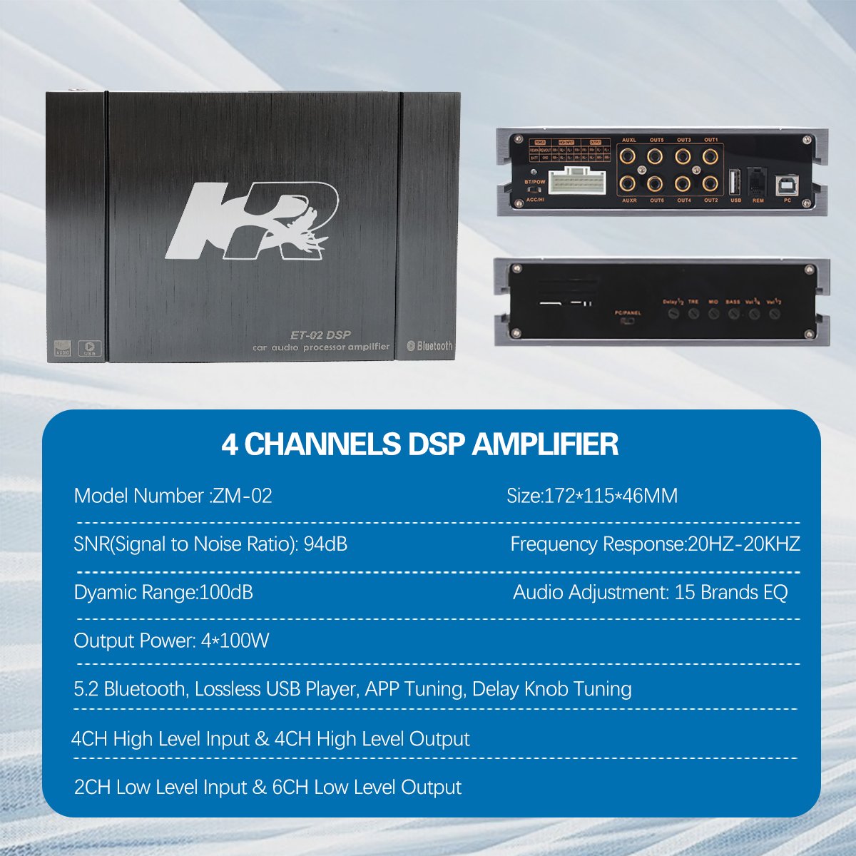 Zeming Car ab High-power for Auto Amplifier Board Car Audio 12V Car Power Amplifier 4*100W for Subwoofer