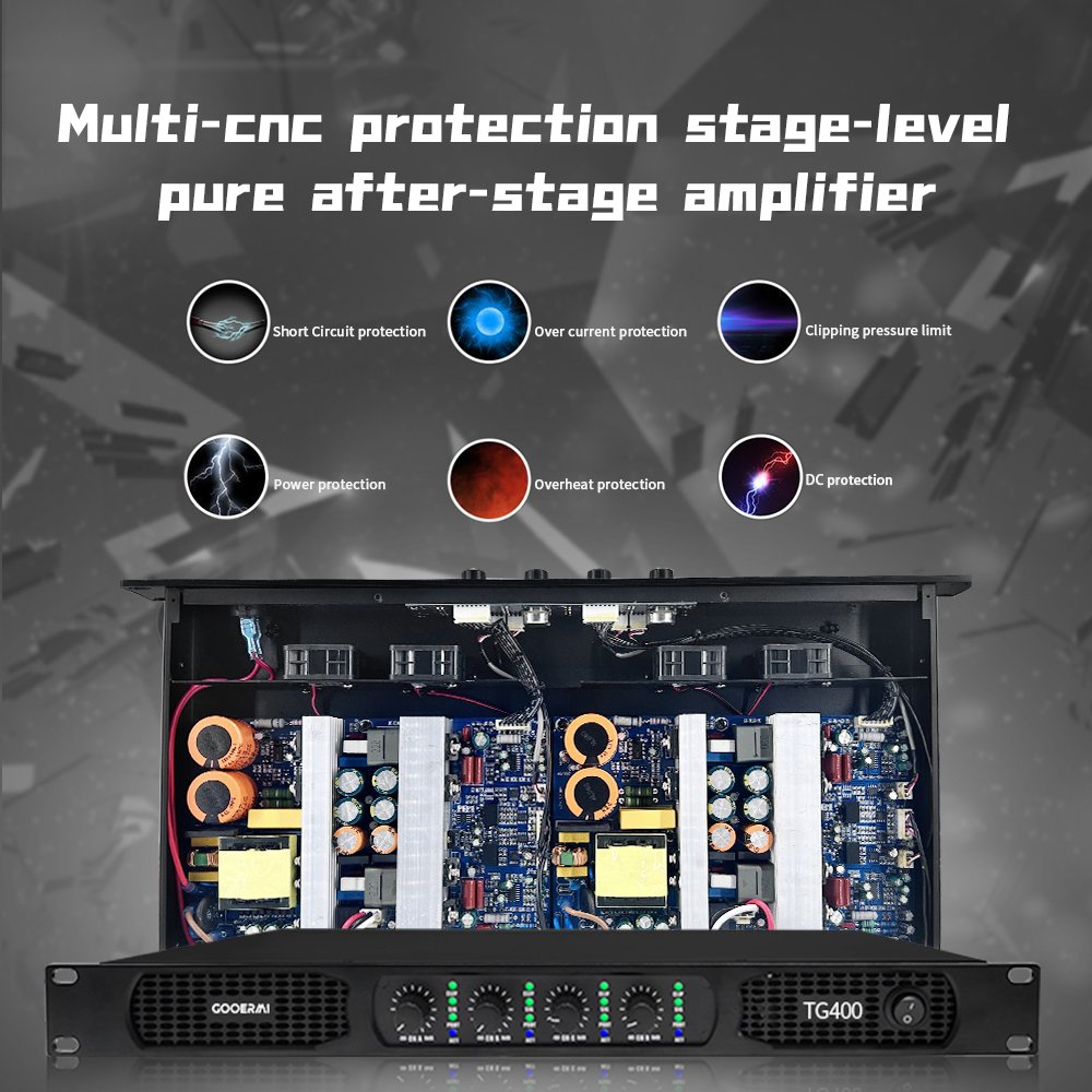 Gooermi TG400 High Quality 900Watt *4 Channel Digital Audio Power Amplifier 1U Digital Amplifier for Outdoor Stage Performance