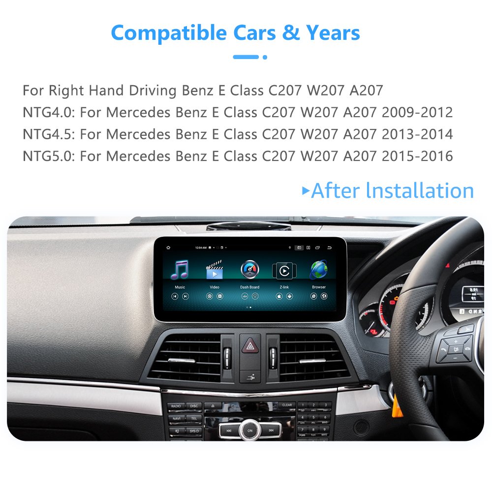 12.3"Android12 Multimedia Player Screen Apple CarPlay DSP Auto for Mercedes Benz E Class C207 W207 A207 Two Door Coupe Head Unit