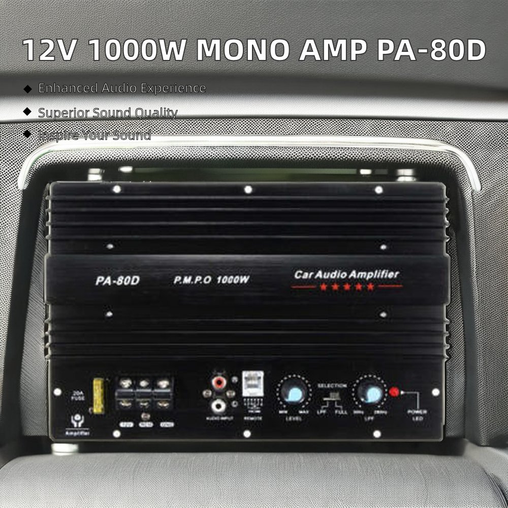 12V PA-80D Mono Car Audio Power Amplifier Powerful Bass Subwoofers Receiver & Amplifiers