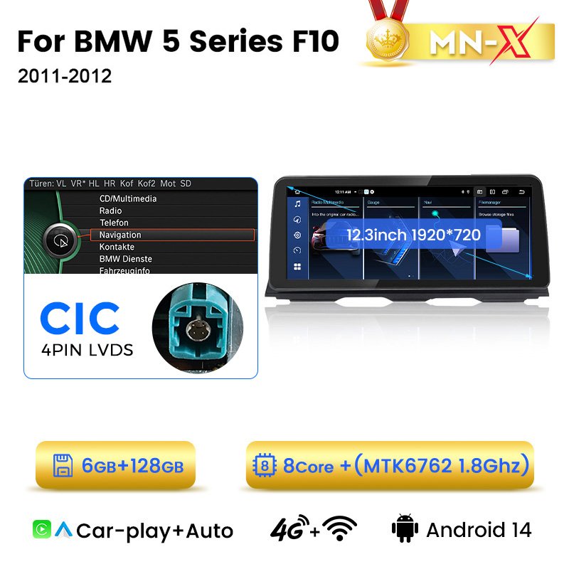 MEKEDE MNX Newest Android 8core 12+512GB Car Audio for BMW 5 Series F10 with BT WIFI 4G Lte GPS