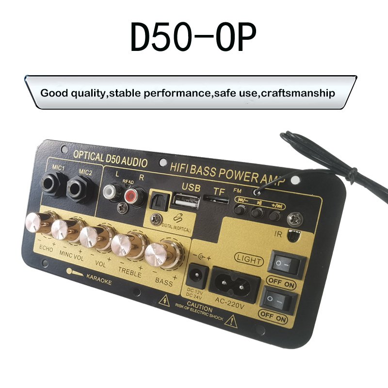 Hot Sales Dual Microphone Digital USB/TF Adjustable reverb Bluetooth power amplifier Car Audio Accessories Tape Optical Fiber