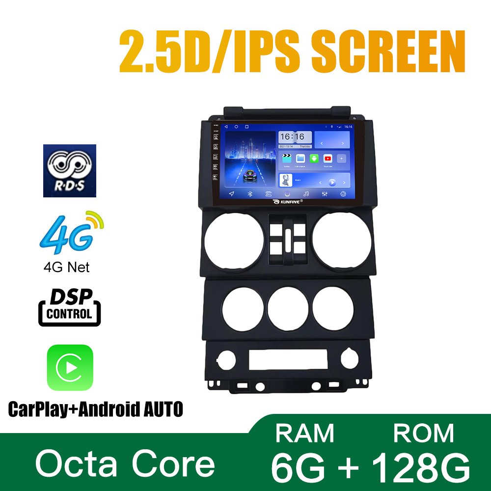 For Jeep Wrangler 2008-2010 4 Door 9 Inch Device Double 2 Din Octa-Core Quad Car Stereo GPS Navigation Android Car Radio