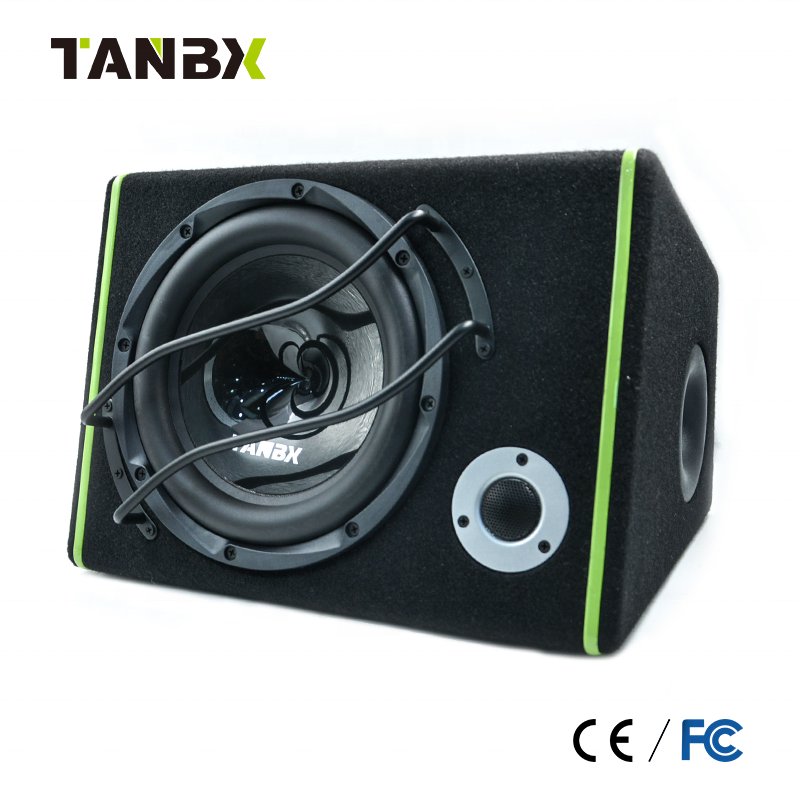 Factory Whole Cheap Price Car Stereo Trapezoid Subwoofer 10 Inch Active Enclosure Box Car Subwoofer with Amplifier and Tweeter