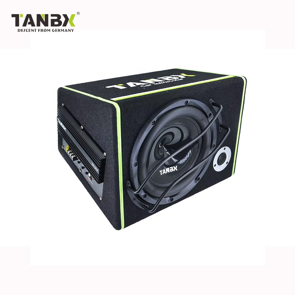 Factory Whole Cheap Price Car Stereo Trapezoid Subwoofer 10 Inch Active Enclosure Box Car Subwoofer with Amplifier and Tweeter
