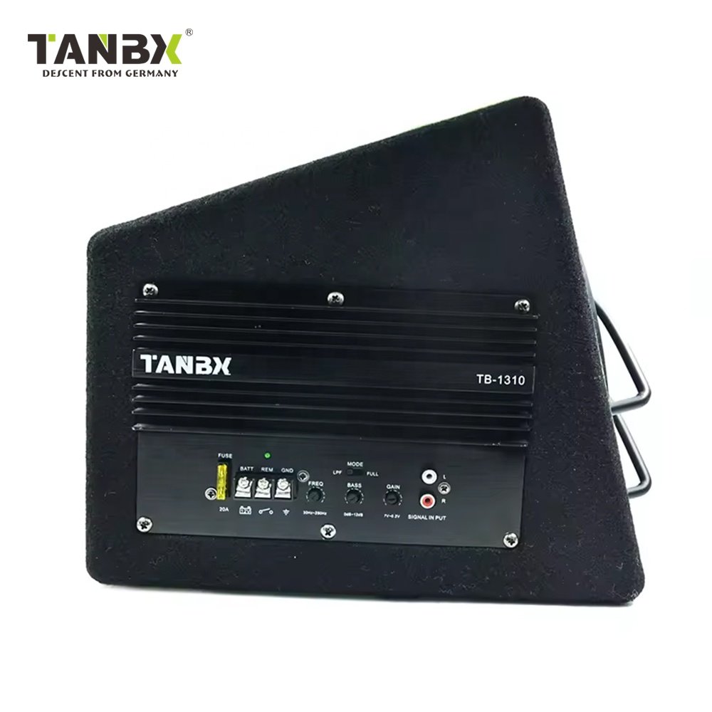 Factory Whole Cheap Price Car Stereo Trapezoid Subwoofer 10 Inch Active Enclosure Box Car Subwoofer with Amplifier and Tweeter