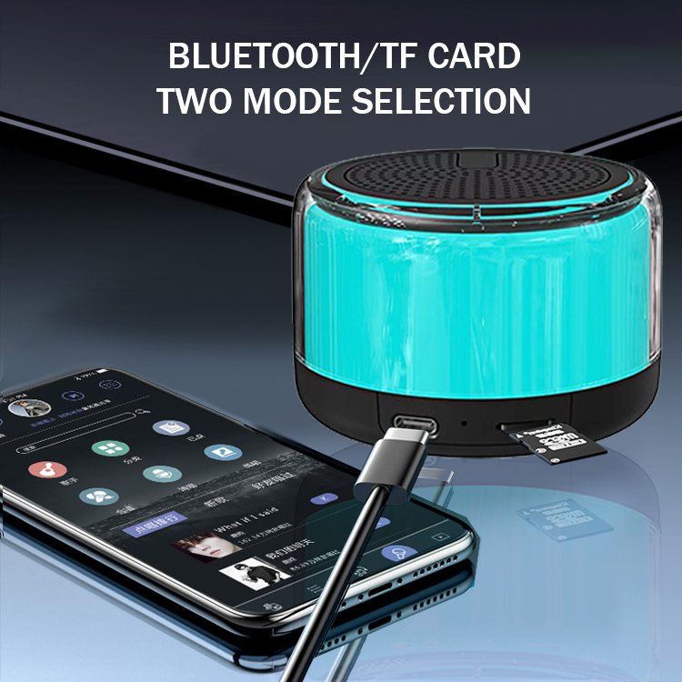 2025 New Style Portable Fashion Mini Speaker Rgb Colorful Led Light Wireless Usb Tf Aux Loudly Sound Control Speakers