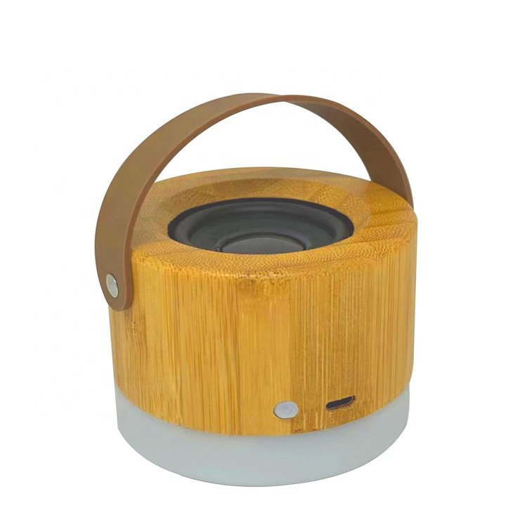 Hot Sale Round Mini Portable Wireless Loud Speaker Bamboo Wireless Speaker for Girls Portable Bluetooth Speaker with Microphones