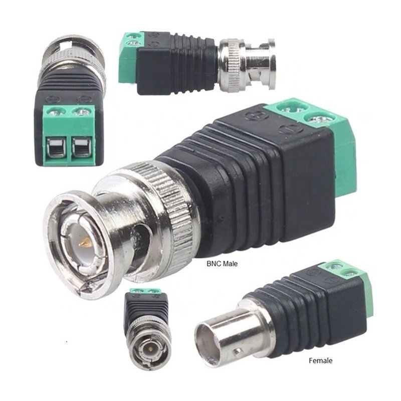 2 Pin Male and Female DC Connector Green Terminal Balun Connector With Screw For Audio Video Coaxial Cable DC power cable