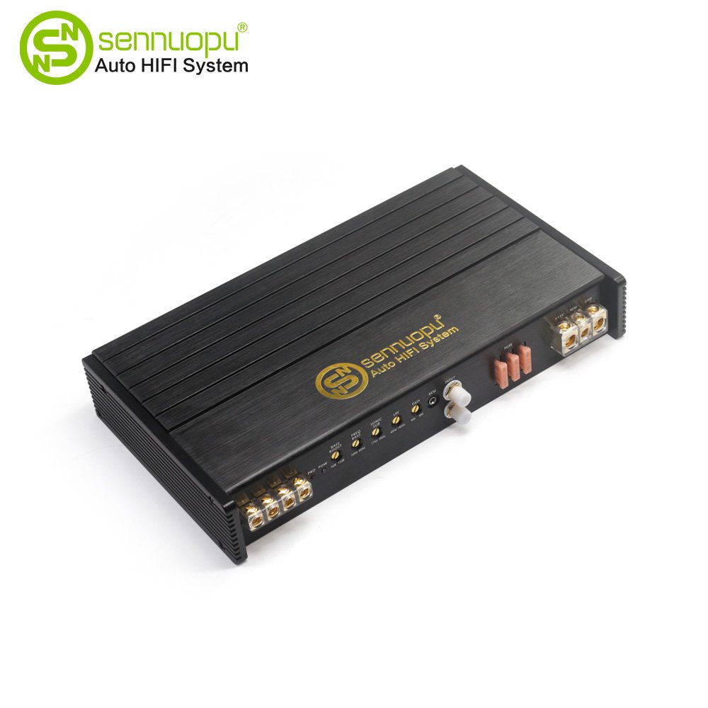 Sennuopu HQ-3000.1D Car Monoblock Subwoofer Amplifier Class AB with Equalizers 1 Channel Aluminium Universal Mono 30 Amp X 4
