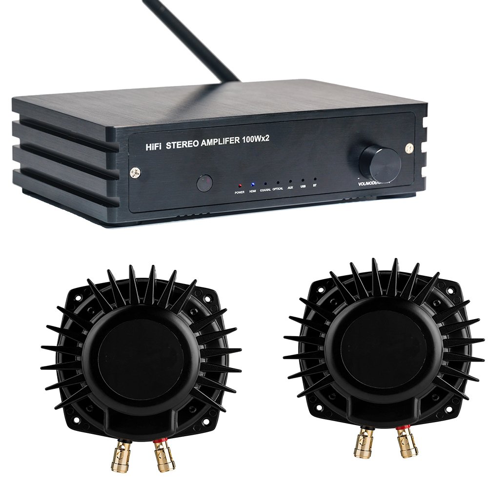 Samtronic 100W*2 Digital Amplifier TPA3116 Audio Power Amp HiFi Stereo Sound Amplifier with 2pcs 50W Bass Shaker Kit