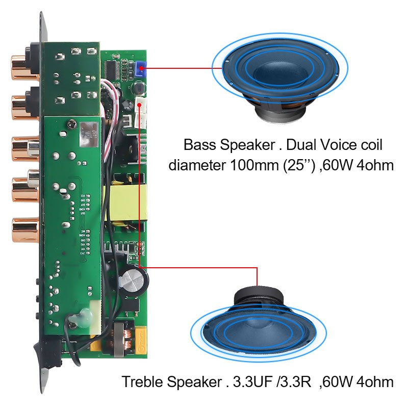 VIRE Bluetooth 5.0 Audio MAX 600W Amplifier Board Subwoofer Dual Microphone RMS 60W Digital Power AMP Module 220V Media Player