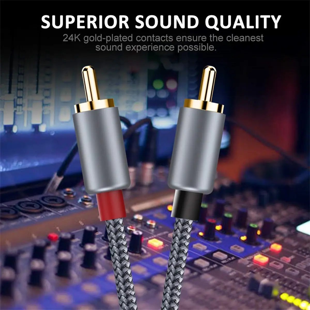 1.5 Meters AV 2RCA to 2RCA Male Stereo Hi Fi Audio Cable for Home Theater HDTV Amplifiers Hi-Fi Systems Car Audio