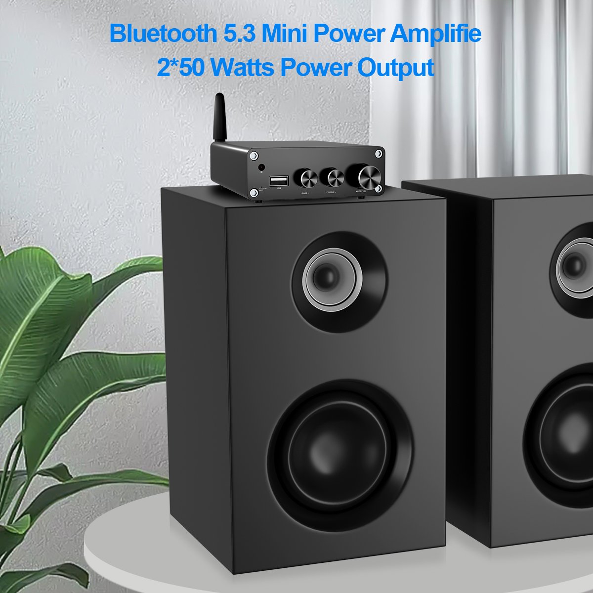 VIRE 2 Channels 50W TPA3116D2 Stereo Power Amplifier Mini Digital HIFI Home Desktop Audio Amp