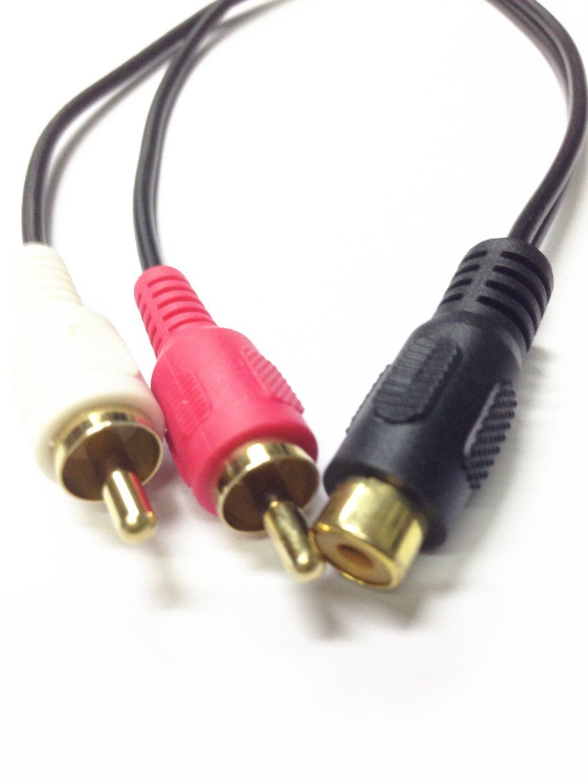 1 RCA Female to 2 RCA Male Y Adapter Splitter Gold Plated Connector Stereo Audio Cable for Car Speaker Amplifier