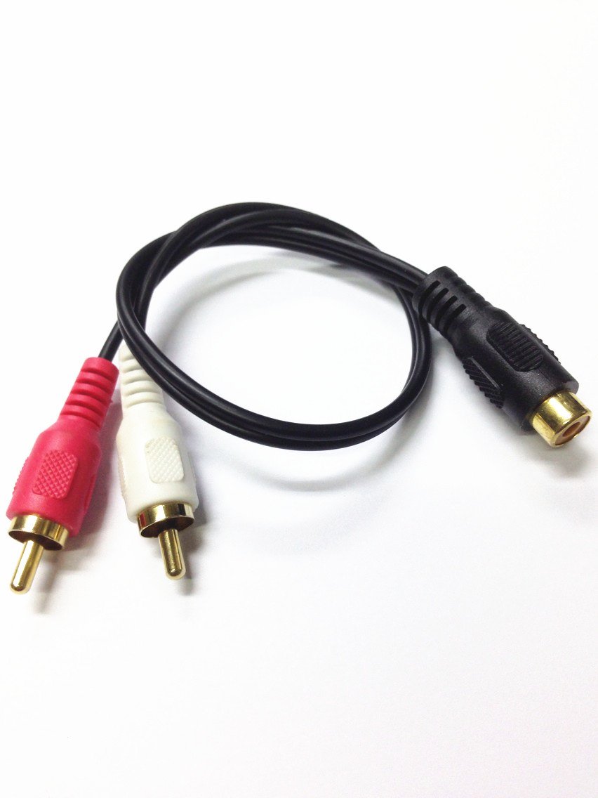 1 RCA Female to 2 RCA Male Y Adapter Splitter Gold Plated Connector Stereo Audio Cable for Car Speaker Amplifier