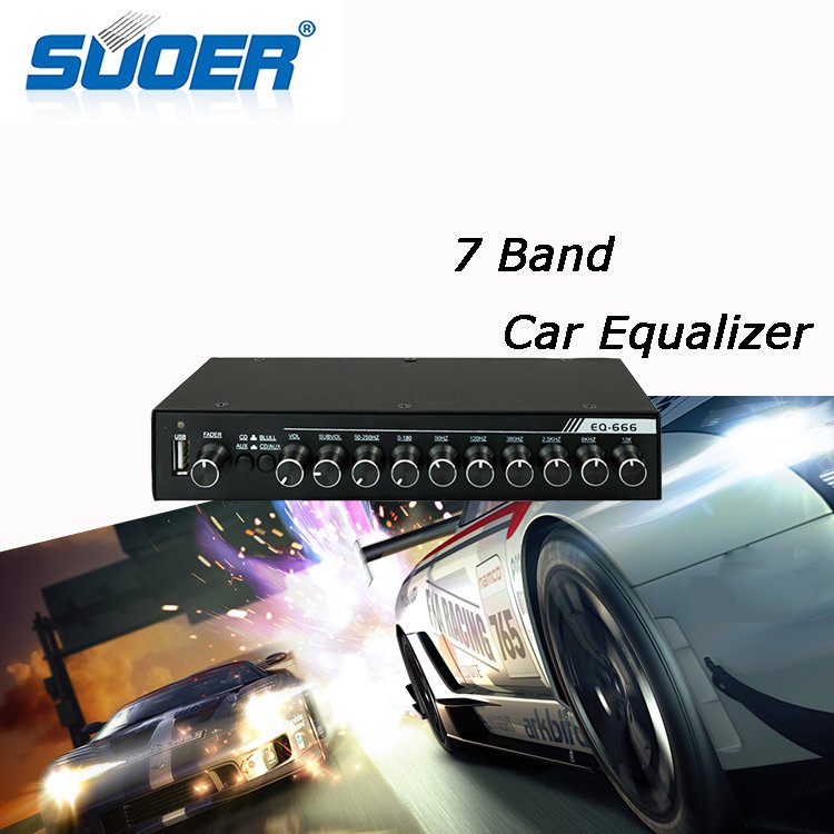 Suoer EQ-666 New Trend Product 7 Band Car Equalizer for Car Amplifier Adjustable 6 Frequency Car Equalizer