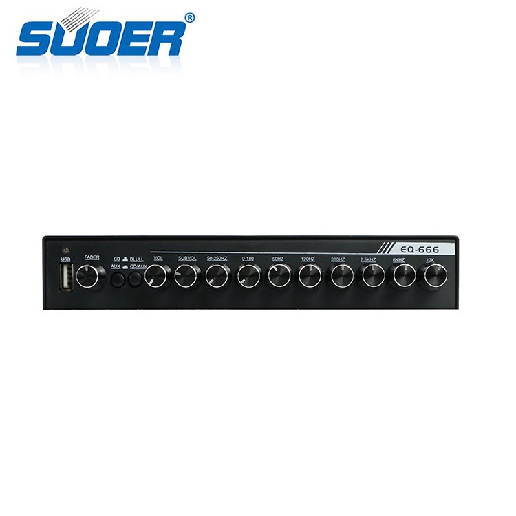 Suoer EQ-666 New Trend Product 7 Band Car Equalizer for Car Amplifier Adjustable 6 Frequency Car Equalizer