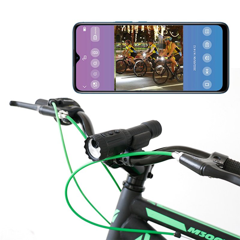 rechargeable Bicycle Light with HD Video Camera Flashlight Camping Accessories Bike Lights WiFi Smart LED IP65 Waterproof
