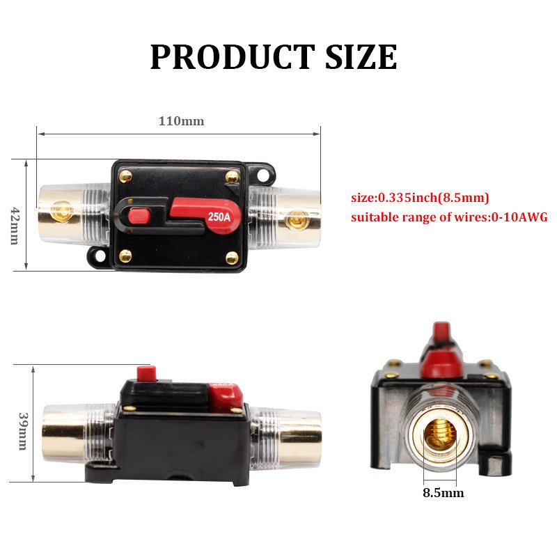 12V 50-250A Car Motor Audio Solar Energy Inline Circuit Breaker Fuse Holder
