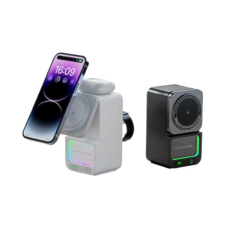 5 in 1 wireless charger with bluetooth speaker multifunctional wireless fast charging holder audio adapter for anker