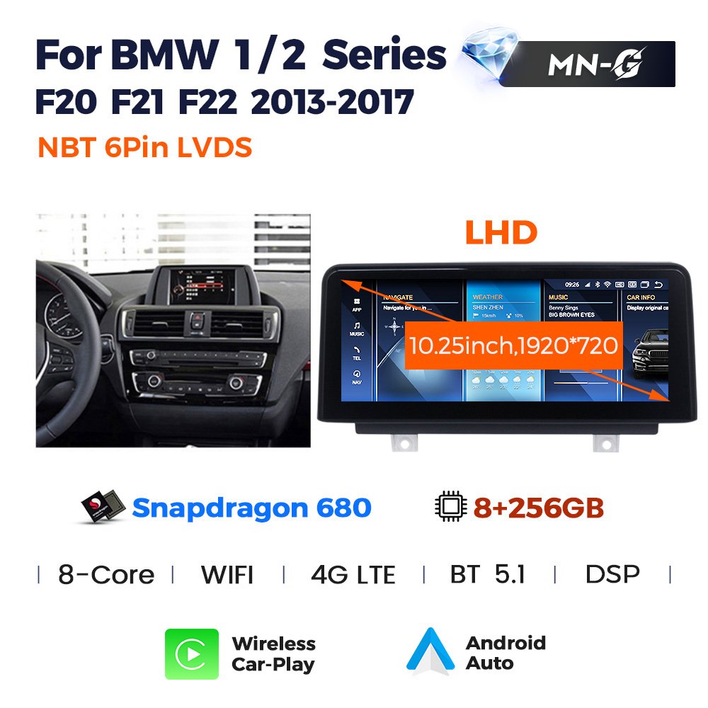 8+256G MEKEDE 10.25'' Android 13 Car-play Android Auto for BMW 1 Series 2013-2017 F20 F21 NBT System IPS HD Screen Optinoal
